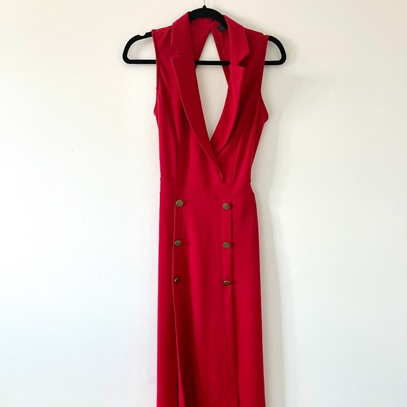 BRAND NEW 🏷 Tuxedo Midi Length Backless Dress - Picture 2 of 5